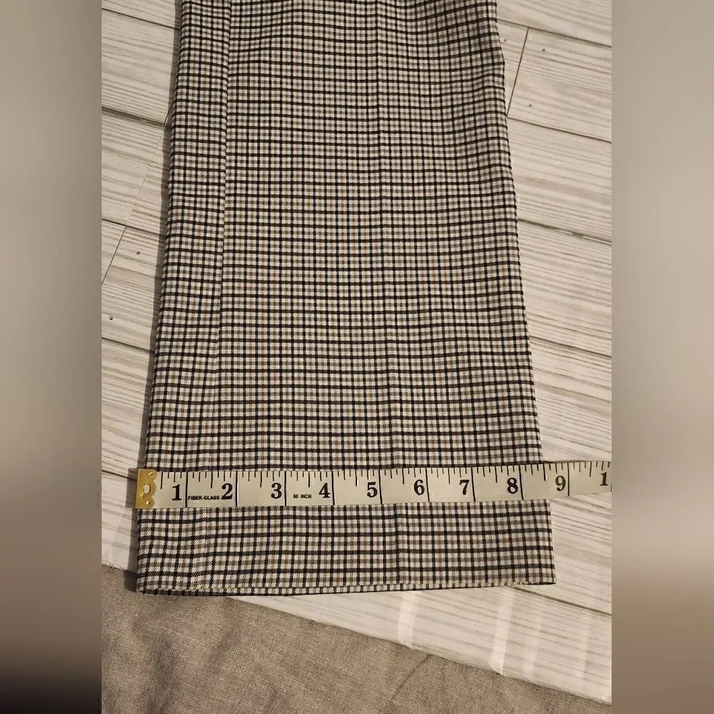 NWT Zara Plaid Beige And Black High Rise Flare Pants Size Large - Picture 9 of 13